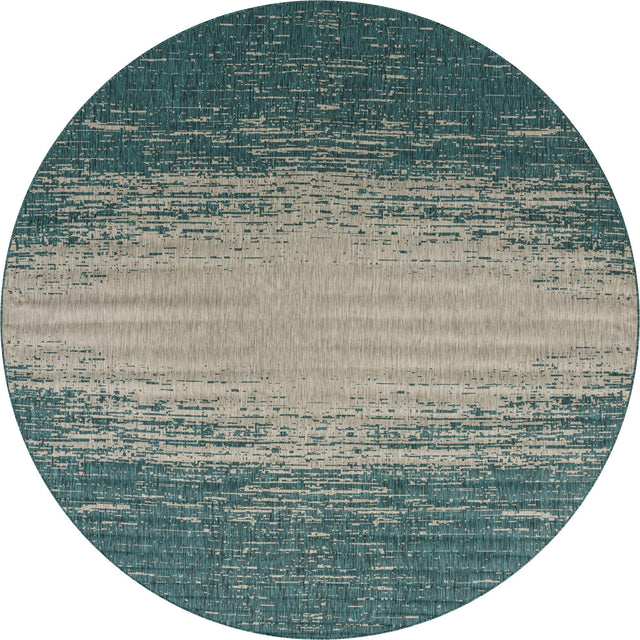 Teal 13' x 13' Outdoor Modern Round Area Rug Weather Resistant for Patio, Deck, Terrace, Balcony, Porch 100% Polypropylene Modern Outside Carpet for Sale at Rug Engine