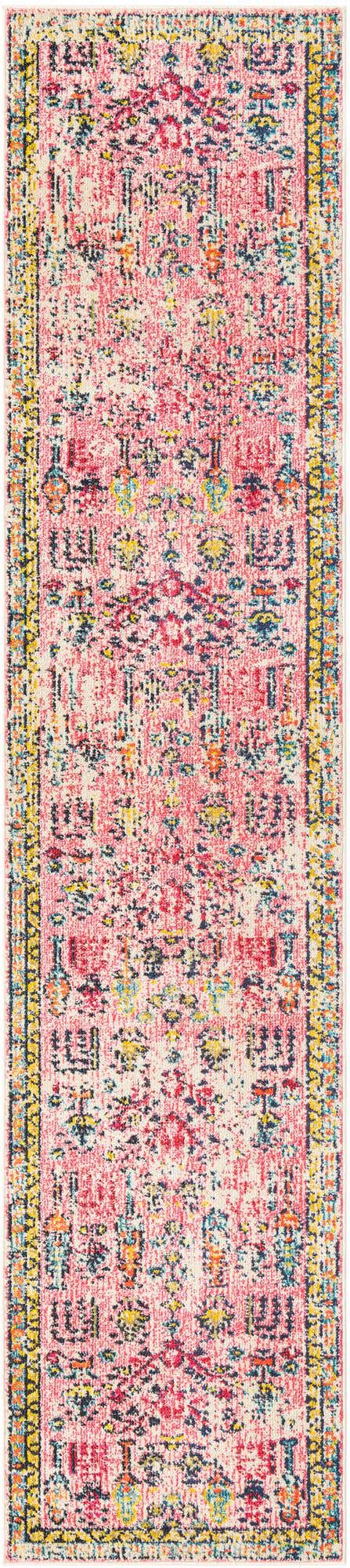 Pink 2' 7 x 12' Monterey Runner Area Rug 100% Polypropylene Colorful Easy Clean Traditional Carpet for Living Room, Bedrooms, Dining, Kitchen for Sale at Rug Engine