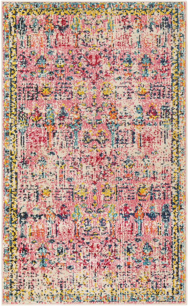 Pink 3' 3 x 5' 3 Monterey Rectangle Area Rug 100% Polypropylene Colorful Easy Clean Traditional Carpet for Living Room, Bedrooms, Dining, Kitchen for Sale at Rug Engine