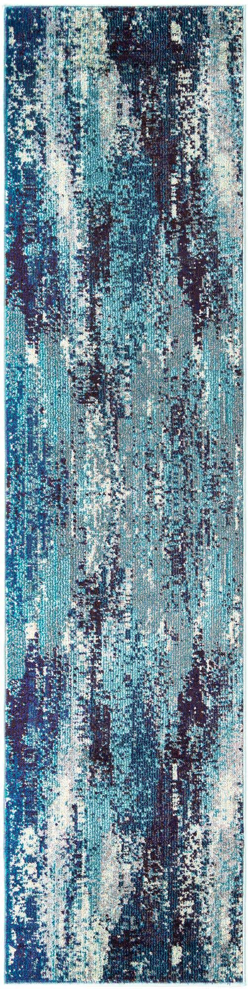 Blue 2' x 8' Jardin Runner Area Rug 100% Polypropylene With Cotton Backing Colorful & Vivid Modern Carpet for Home Decor for Sale at Rug Engine