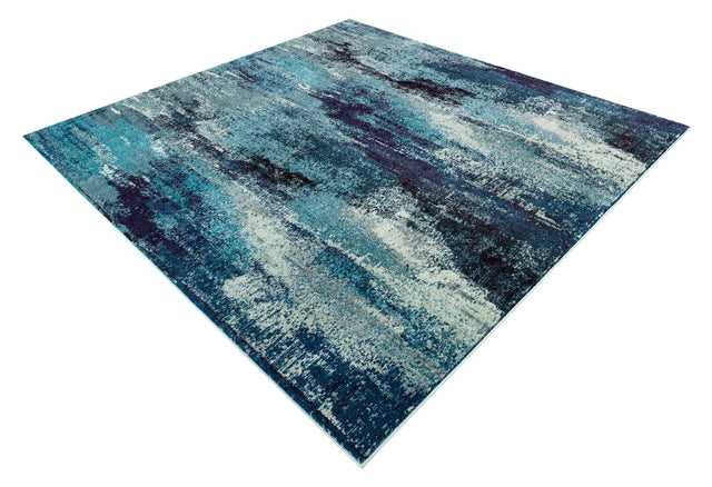 Blue 8' x 8' Jardin Square Area Rug 100% Polypropylene With Cotton Backing Colorful & Vivid Modern Carpet for Home Decor for Sale at Rug Engine