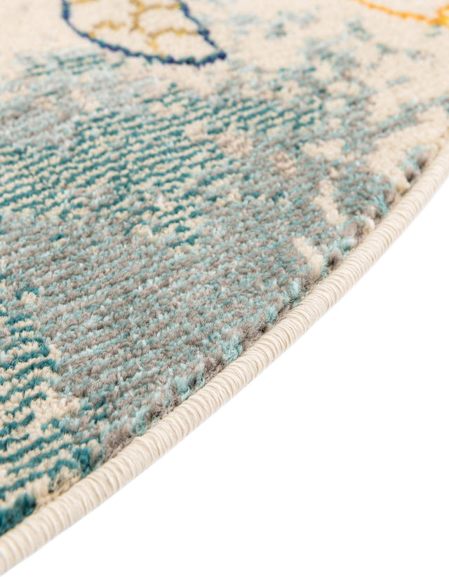 Beige 6' 1 x 6' 1 Positano Round Area Rug Coastal Marine Beach Design Carpet for Modern Living Rooms, Dining, Bedroom, Office for Sale at Rug Engine