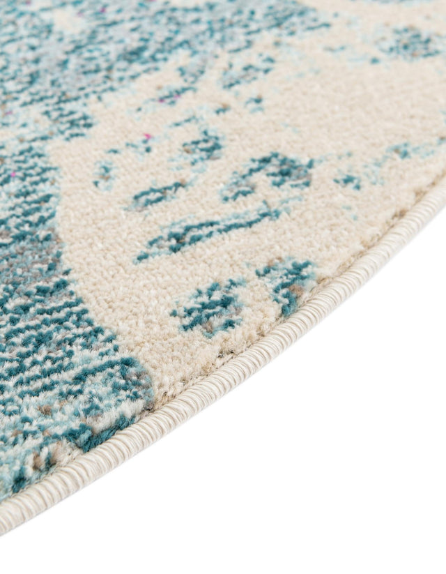 Light Blue 10' x 10' Positano Round Area Rug Coastal Marine Beach Design Carpet for Modern Living Rooms, Dining, Bedroom, Office for Sale at Rug Engine