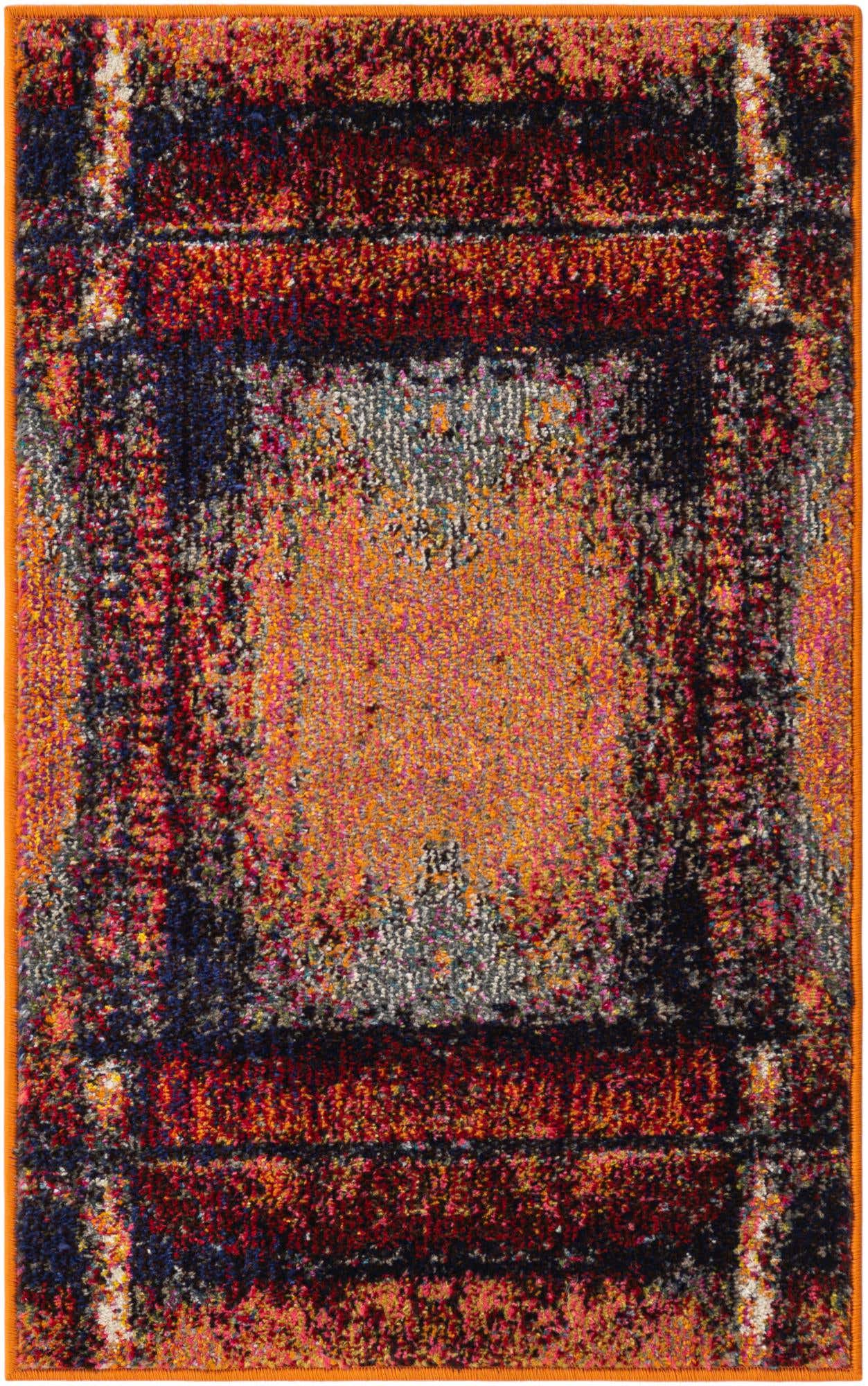 Orange 2' x 3' 1 Estrella Rectangle Area Rug 100% Polypropylene Non-Shedding Stain Resistant Carpet Colorful Modern Abstract Design Easy Clean for Home Decor for Sale at Rug Engine