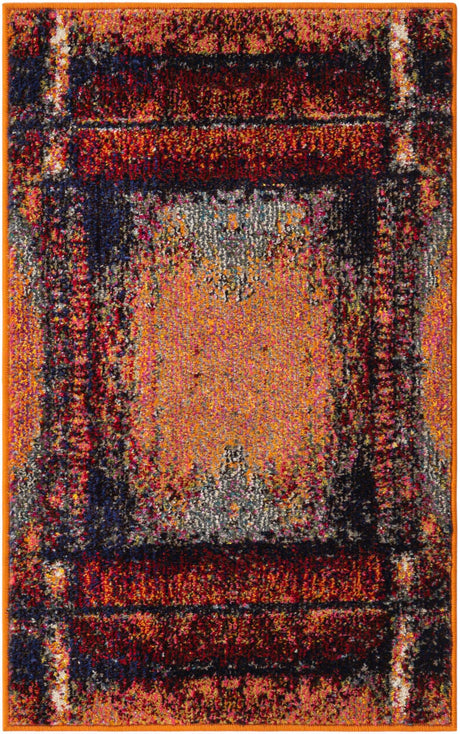 Orange 2' x 3' 1 Estrella Rectangle Area Rug 100% Polypropylene Non-Shedding Stain Resistant Carpet Colorful Modern Abstract Design Easy Clean for Home Decor for Sale at Rug Engine