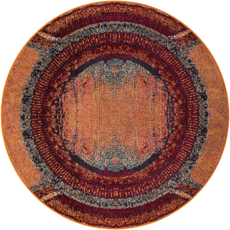 Orange 5' 3 x 5' 3 Estrella Round Area Rug 100% Polypropylene Non-Shedding Stain Resistant Carpet Colorful Modern Abstract Design Easy Clean for Home Decor for Sale at Rug Engine