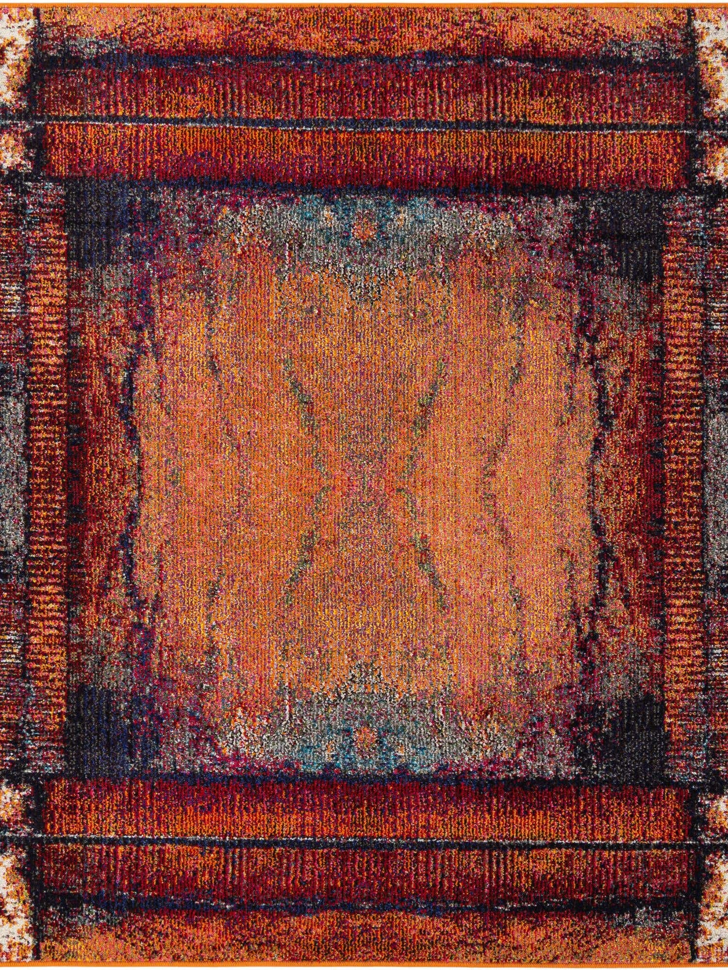 Orange 5' 3 x 5' 3 Estrella Square Area Rug 100% Polypropylene Non-Shedding Stain Resistant Carpet Colorful Modern Abstract Design Easy Clean for Home Decor for Sale at Rug Engine