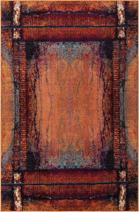 Orange 6' 1 x 9' Estrella Rectangle Area Rug 100% Polypropylene Non-Shedding Stain Resistant Carpet Colorful Modern Abstract Design Easy Clean for Home Decor for Sale at Rug Engine