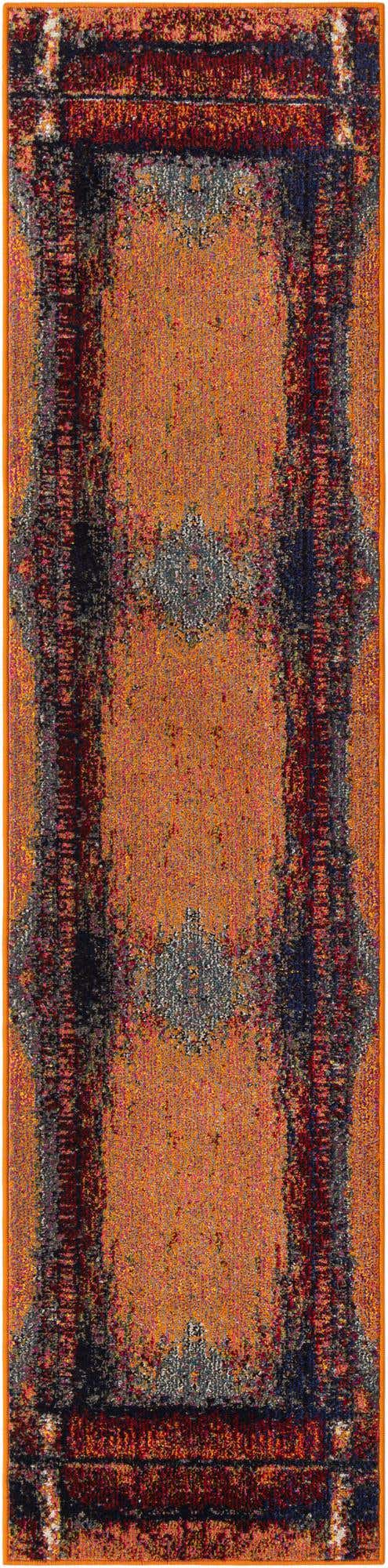 Orange 2' x 8' Estrella Runner Area Rug 100% Polypropylene Non-Shedding Stain Resistant Carpet Colorful Modern Abstract Design Easy Clean for Home Decor for Sale at Rug Engine