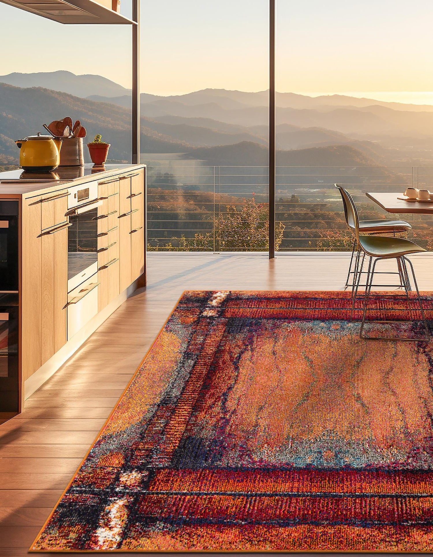 Orange 7' 10 x 7' 10 Estrella Square Area Rug 100% Polypropylene Non-Shedding Stain Resistant Carpet Colorful Modern Abstract Design Easy Clean for Home Decor for Sale at Rug Engine