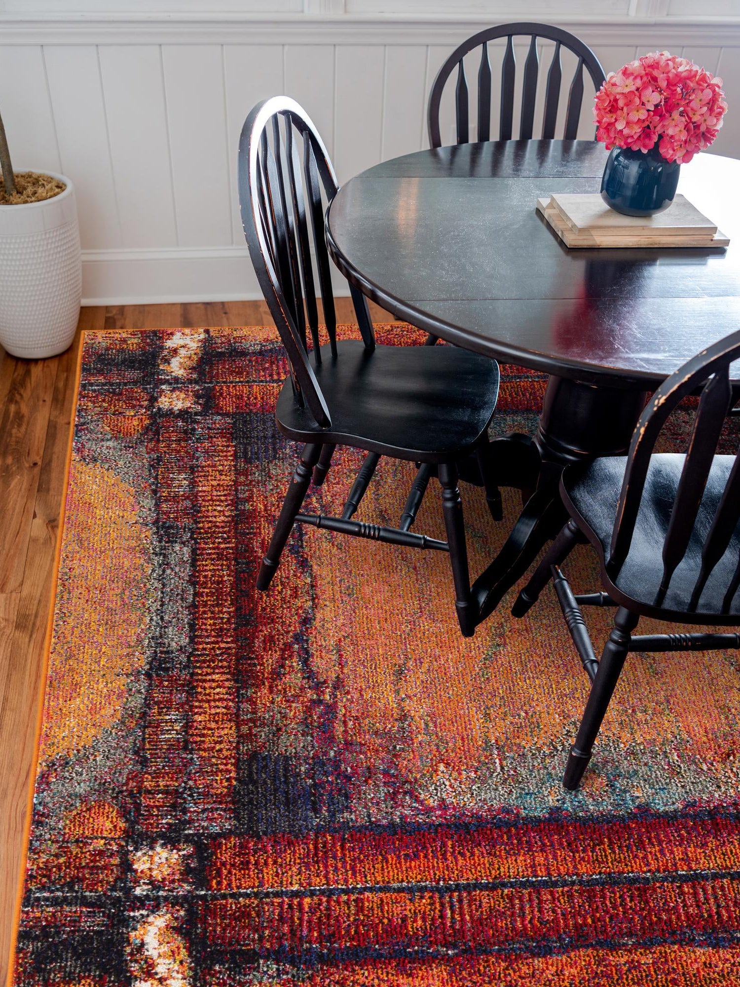 Orange 7' 10 x 7' 10 Estrella Square Area Rug 100% Polypropylene Non-Shedding Stain Resistant Carpet Colorful Modern Abstract Design Easy Clean for Home Decor for Sale at Rug Engine