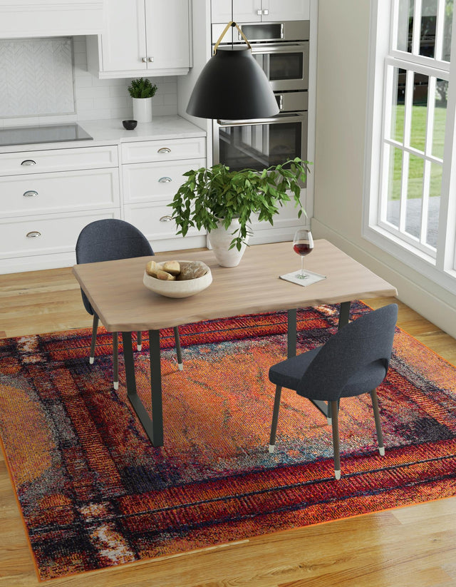 Orange 5' 3 x 5' 3 Estrella Square Area Rug 100% Polypropylene Non-Shedding Stain Resistant Carpet Colorful Modern Abstract Design Easy Clean for Home Decor for Sale at Rug Engine