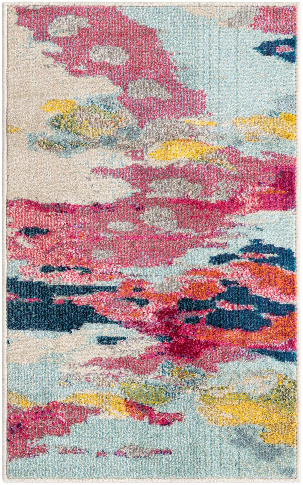 Pink 2' x 3' 1 Estrella Rectangle Area Rug 100% Polypropylene Non-Shedding Stain Resistant Carpet Colorful Modern Abstract Design Easy Clean for Home Decor for Sale at Rug Engine