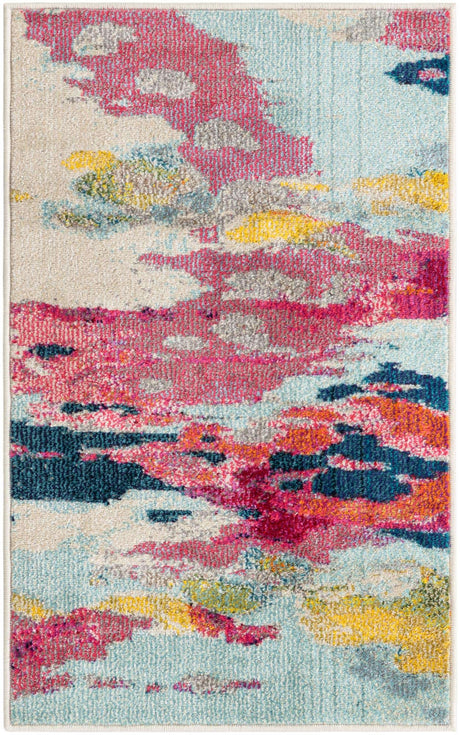 Pink 2' x 3' 1 Estrella Rectangle Area Rug 100% Polypropylene Non-Shedding Stain Resistant Carpet Colorful Modern Abstract Design Easy Clean for Home Decor for Sale at Rug Engine