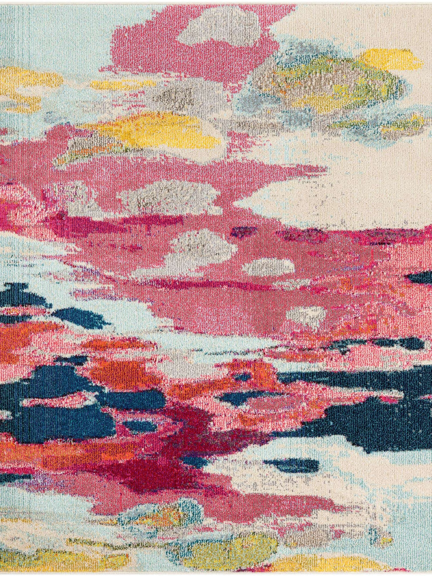 Pink 5' 3 x 5' 3 Estrella Square Area Rug 100% Polypropylene Non-Shedding Stain Resistant Carpet Colorful Modern Abstract Design Easy Clean for Home Decor for Sale at Rug Engine