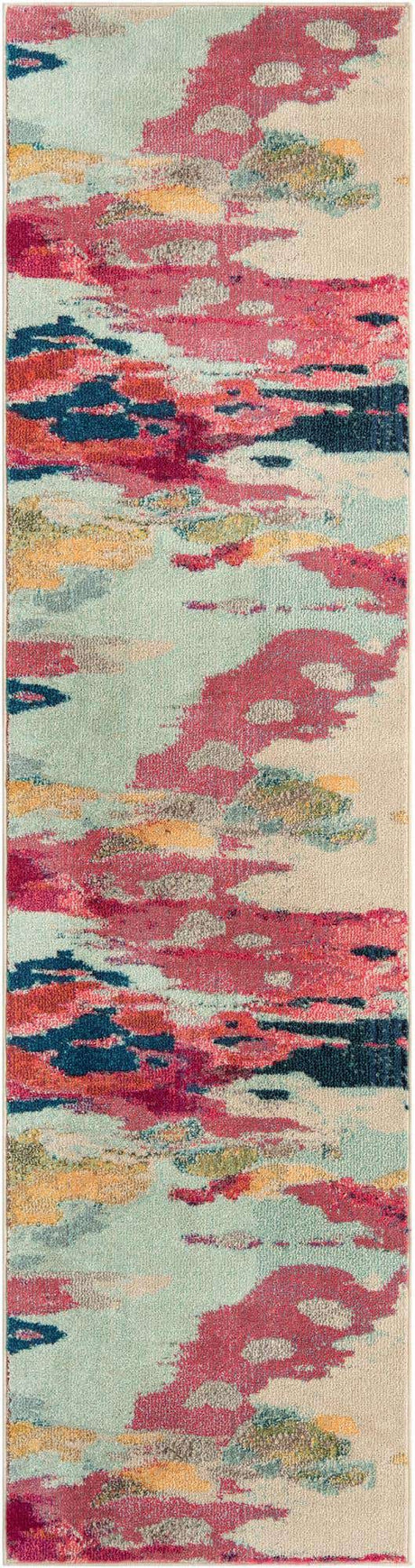 Pink 2' x 8' Estrella Runner Area Rug 100% Polypropylene Non-Shedding Stain Resistant Carpet Colorful Modern Abstract Design Easy Clean for Home Decor for Sale at Rug Engine