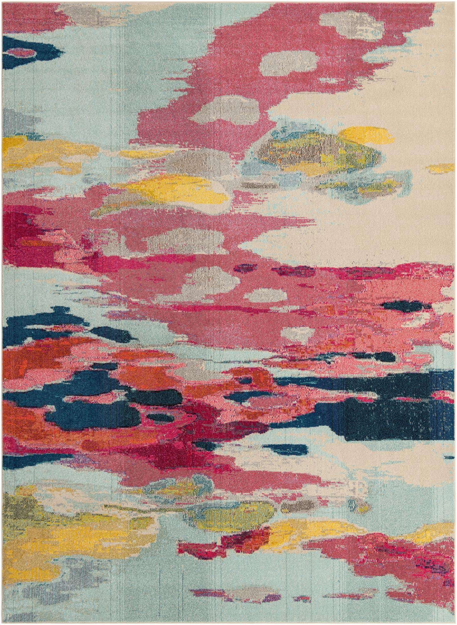 Pink 8' x 11' Estrella Rectangle Area Rug 100% Polypropylene Non-Shedding Stain Resistant Carpet Colorful Modern Abstract Design Easy Clean for Home Decor for Sale at Rug Engine