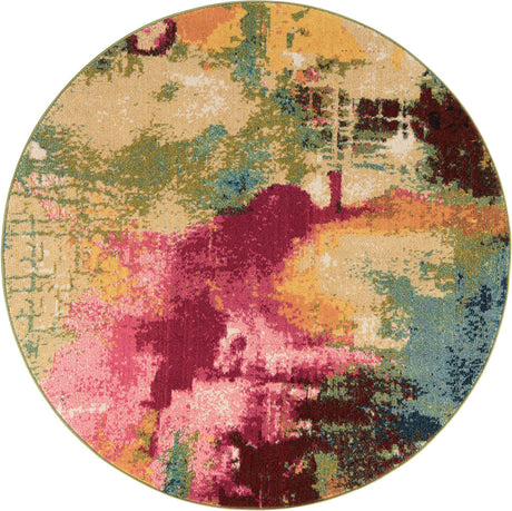 Multicolor 4' 1 x 4' 1 Estrella Round Area Rug 100% Polypropylene Non-Shedding Stain Resistant Carpet Colorful Modern Abstract Design Easy Clean for Home Decor for Sale at Rug Engine