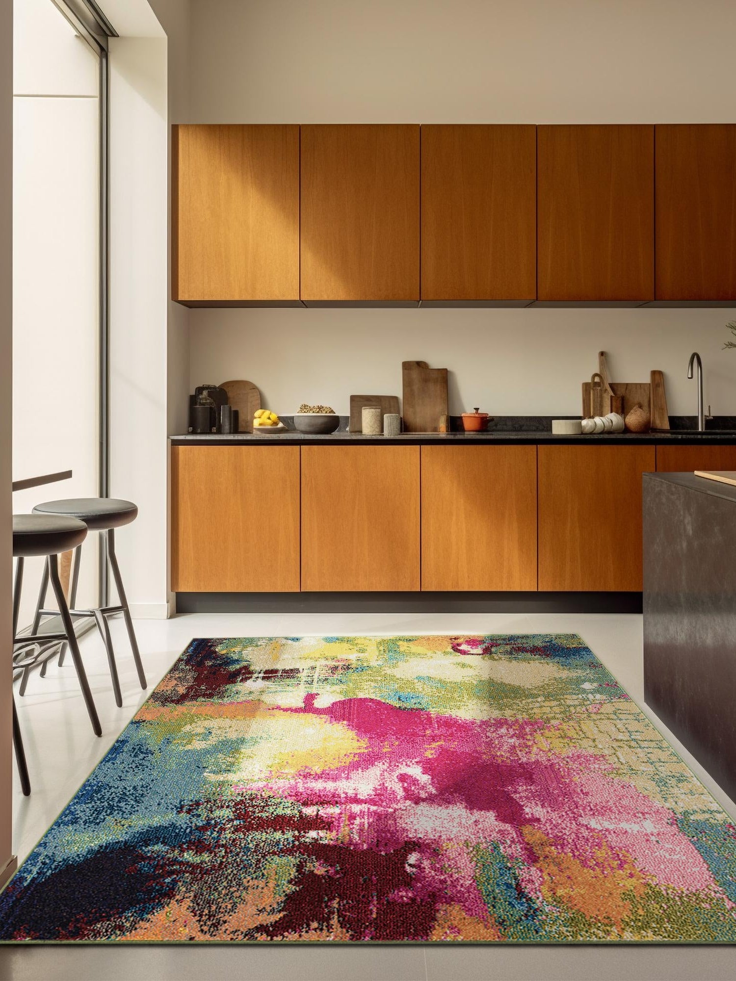 Multicolor 5' 3 x 5' 3 Estrella Square Area Rug 100% Polypropylene Non-Shedding Stain Resistant Carpet Colorful Modern Abstract Design Easy Clean for Home Decor for Sale at Rug Engine