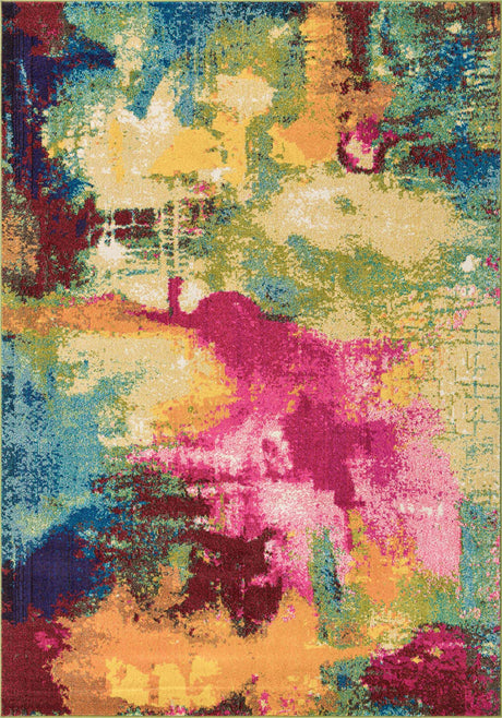 Multicolor 6' 1 x 9' Estrella Rectangle Area Rug 100% Polypropylene Non-Shedding Stain Resistant Carpet Colorful Modern Abstract Design Easy Clean for Home Decor for Sale at Rug Engine