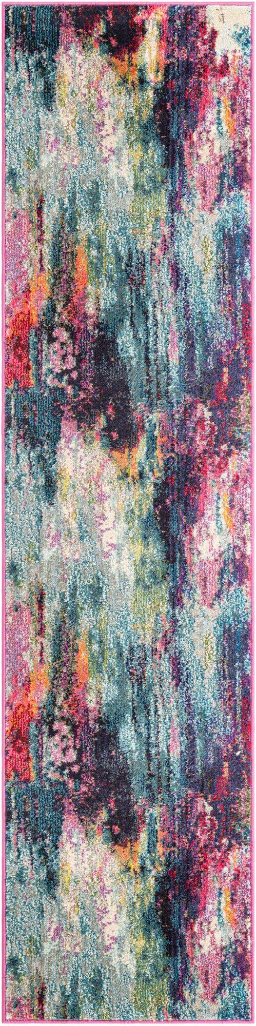 Multicolor 2' x 8' Chromatic Runner Area Rug 100% Polypropylene With Cotton Backing Abstract Modern Colorful Carpet Mat for Home Decor & Interior Design for Sale at Rug Engine