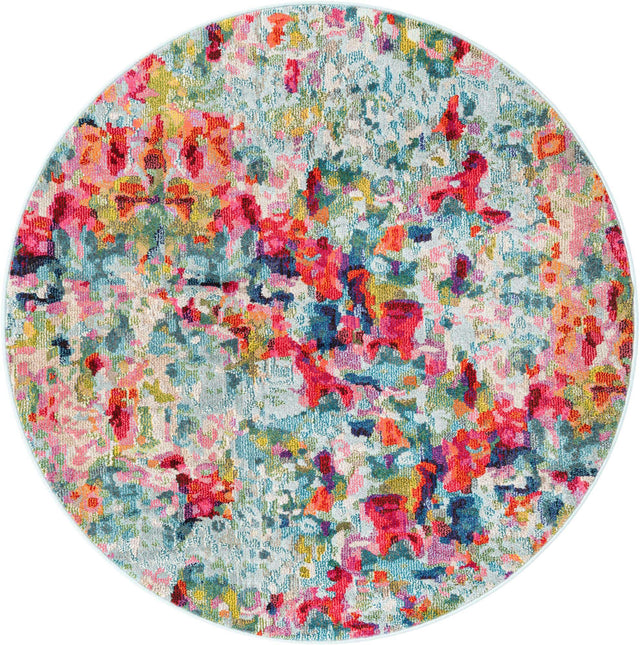 Multicolor 5' 3 x 5' 3 Chromatic Round Area Rug 100% Polypropylene With Cotton Backing Abstract Modern Colorful Carpet Mat for Home Decor & Interior Design for Sale at Rug Engine