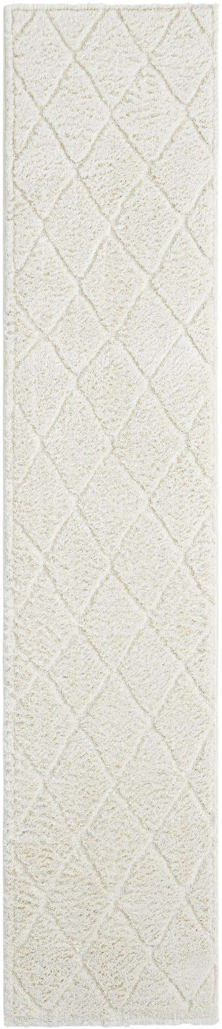 Ivory 2' 7 x 12' Trellis Shag Runner Area Rug Thick Soft Touch Fluffy & Plush Shaggy Pile Geometric Modern Unique Carpet for Home Interior Design for Sale at Rug Engine