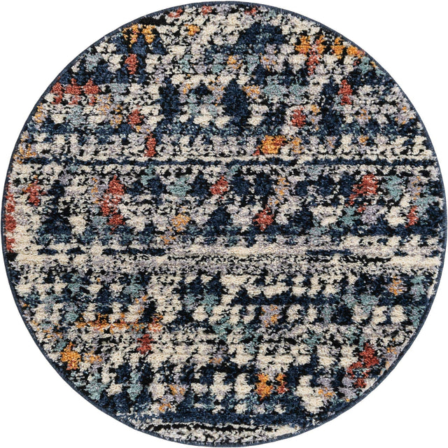 Multicolor 3' 3 x 3' 3 Morocco Round Area Rug 100% Polyester Traditional Classic Carpet for Moroccan Inspired Interior Design Home Decor for Sale at Rug Engine