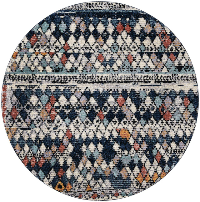 Multicolor 7' 10 x 7' 10 Morocco Round Area Rug 100% Polyester Traditional Classic Carpet for Moroccan Inspired Interior Design Home Decor for Sale at Rug Engine