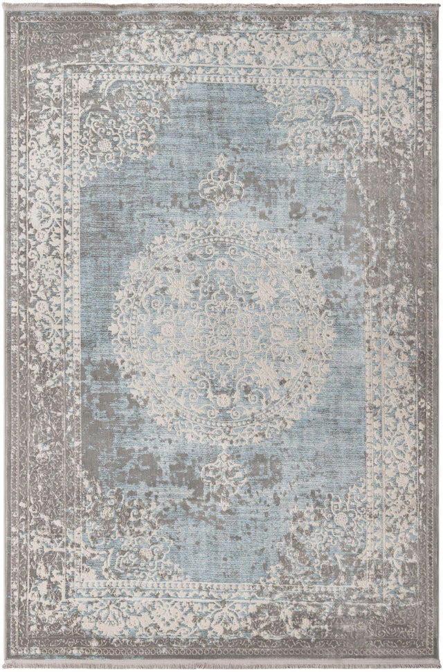 Light Blue 6' 1 x 9' New Classical Rectangle Area Rug 70% Polypropylene & 30% Polyester Traditional Vintage Distressed Carpet for Interior Design Home Decor for Sale at Rug Engine