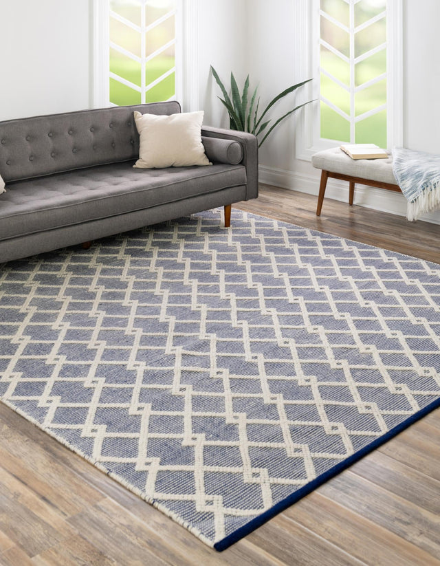 Blueberry 8' x 8' Jill Zarin Dorset Square Area Rug Premium Wool & Cotton Blend All Natural Pile Carpet for Bedrooms, Offices, Living Rooms, Dorms for Sale at Rug Engine