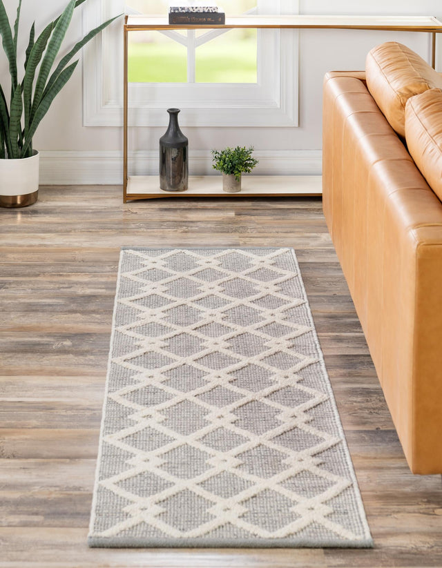 Gray Manor 2' x 6' 1 Jill Zarin Dorset Runner Area Rug Premium Wool & Cotton Blend All Natural Pile Carpet for Bedrooms, Offices, Living Rooms, Dorms for Sale at Rug Engine
