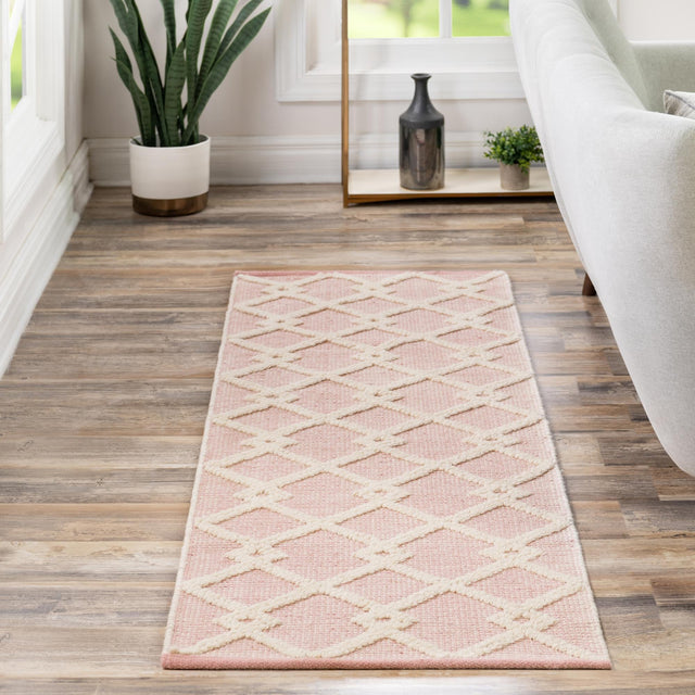 English Rose 2' 7 x 10' Jill Zarin Dorset Runner Area Rug Premium Wool & Cotton Blend All Natural Pile Carpet for Bedrooms, Offices, Living Rooms, Dorms for Sale at Rug Engine