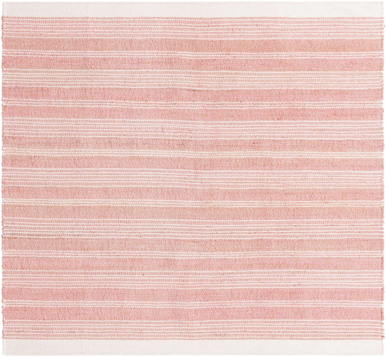 Blush Pink 10' x 10' Lariat Square Area Rug All Natural Jute & Wool With Cotton Backing Premium Carpet for Living Rooms, Dining, Office for Sale at Rug Engine