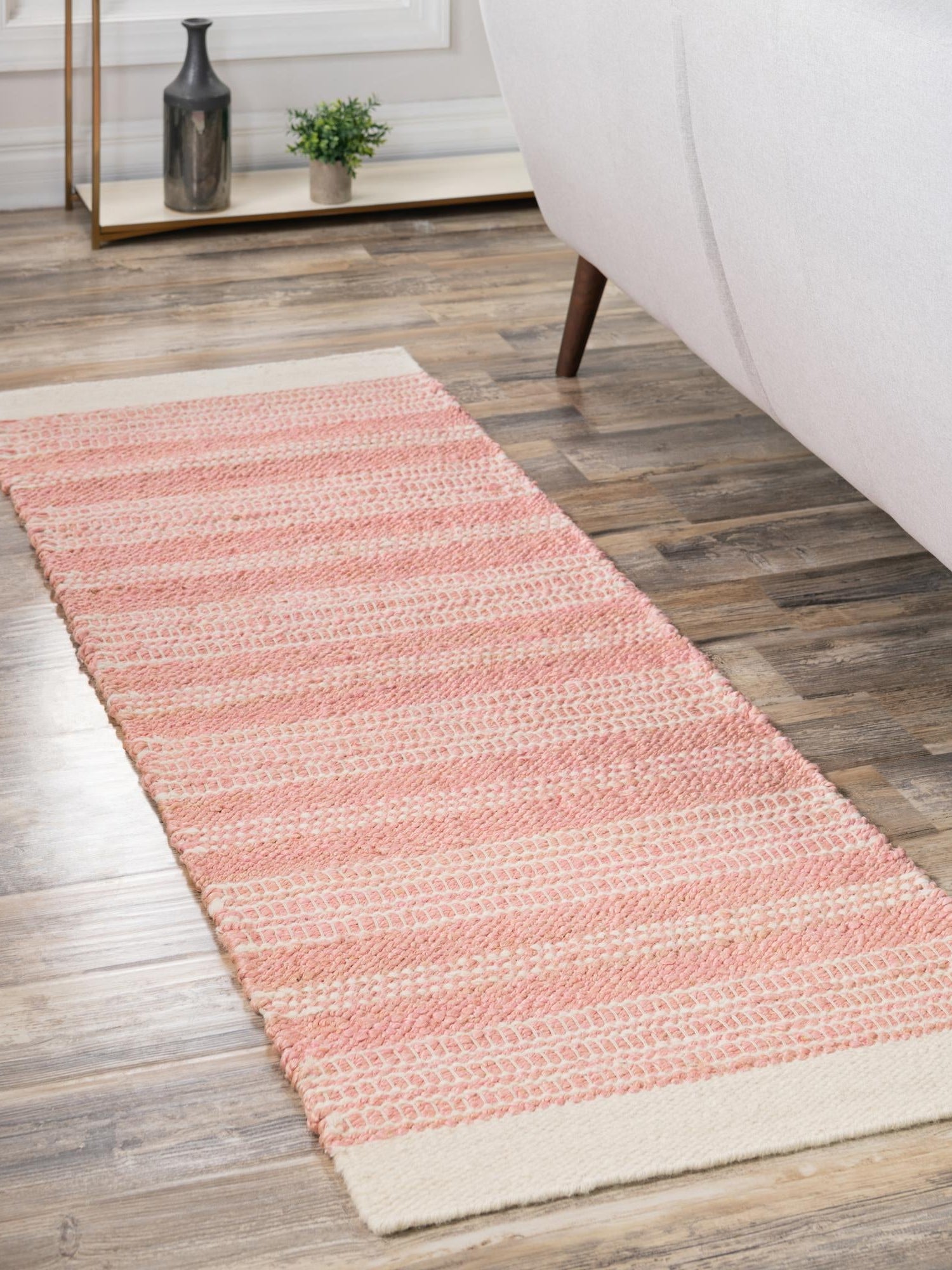 Blush Pink 2' 7 x 10' Lariat Runner Area Rug All Natural Jute & Wool With Cotton Backing Premium Carpet for Living Rooms, Dining, Office for Sale at Rug Engine