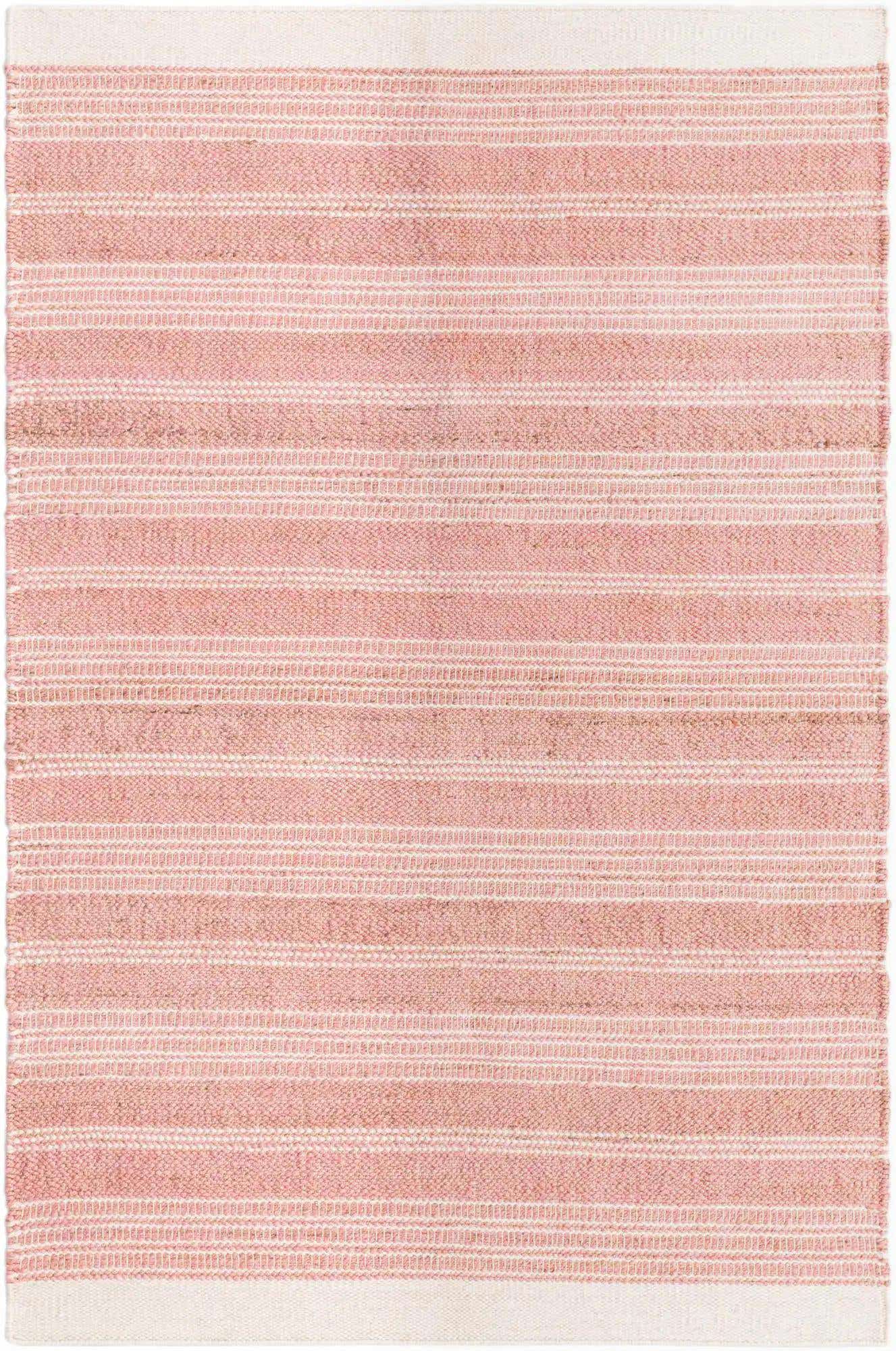 Blush Pink 6' 1 x 9' Lariat Rectangle Area Rug All Natural Jute & Wool With Cotton Backing Premium Carpet for Living Rooms, Dining, Office for Sale at Rug Engine