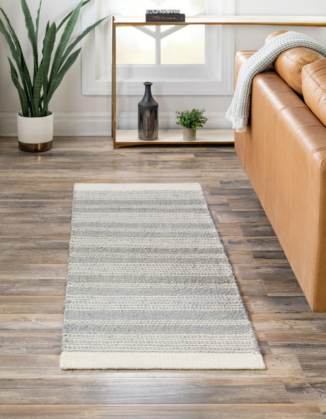 Gray 2' x 6' 1 Lariat Runner Area Rug All Natural Jute & Wool With Cotton Backing Premium Carpet for Living Rooms, Dining, Office for Sale at Rug Engine