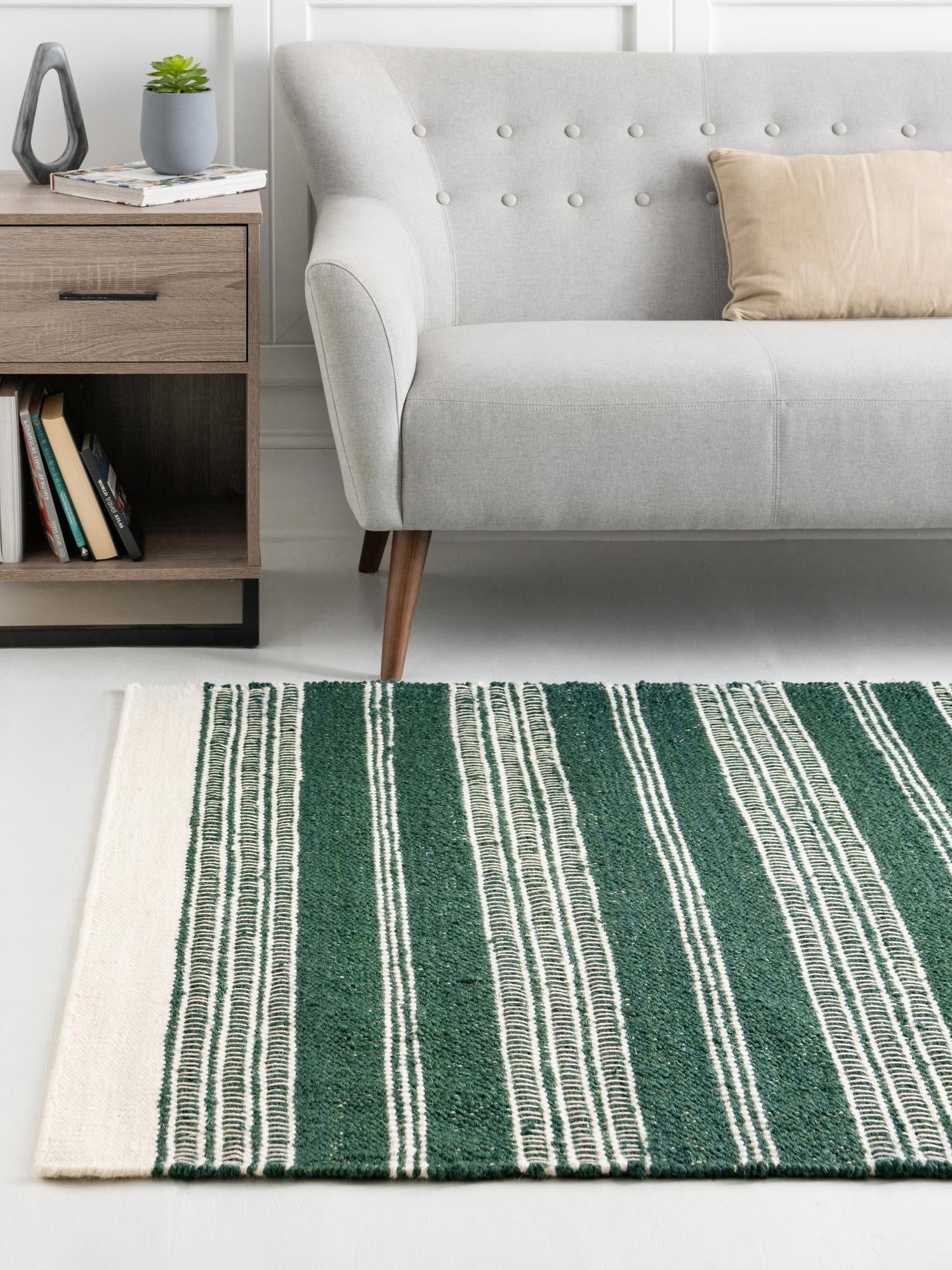 Hunter Green 2' 2 x 3' 1 Lariat Rectangle Area Rug All Natural Jute & Wool With Cotton Backing Premium Carpet for Living Rooms, Dining, Office for Sale at Rug Engine
