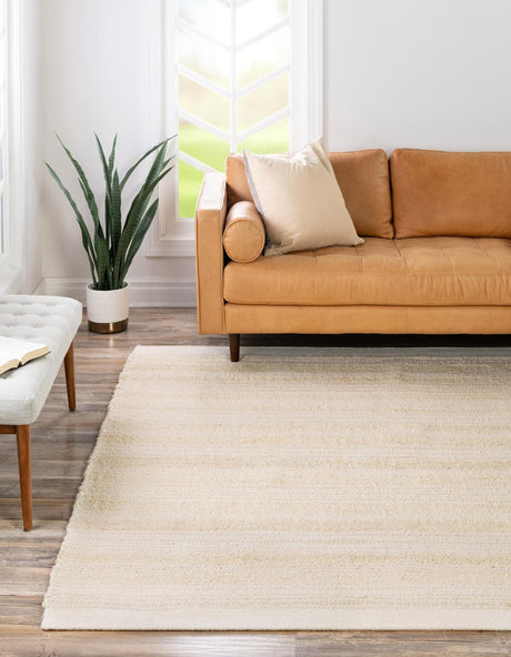 Ivory and White 10' x 10' Lariat Square Area Rug All Natural Jute & Wool With Cotton Backing Premium Carpet for Living Rooms, Dining, Office for Sale at Rug Engine