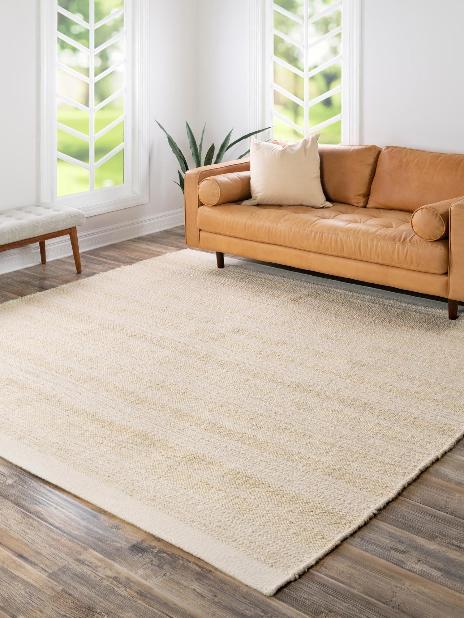Ivory and White 10' x 10' Lariat Square Area Rug All Natural Jute & Wool With Cotton Backing Premium Carpet for Living Rooms, Dining, Office for Sale at Rug Engine