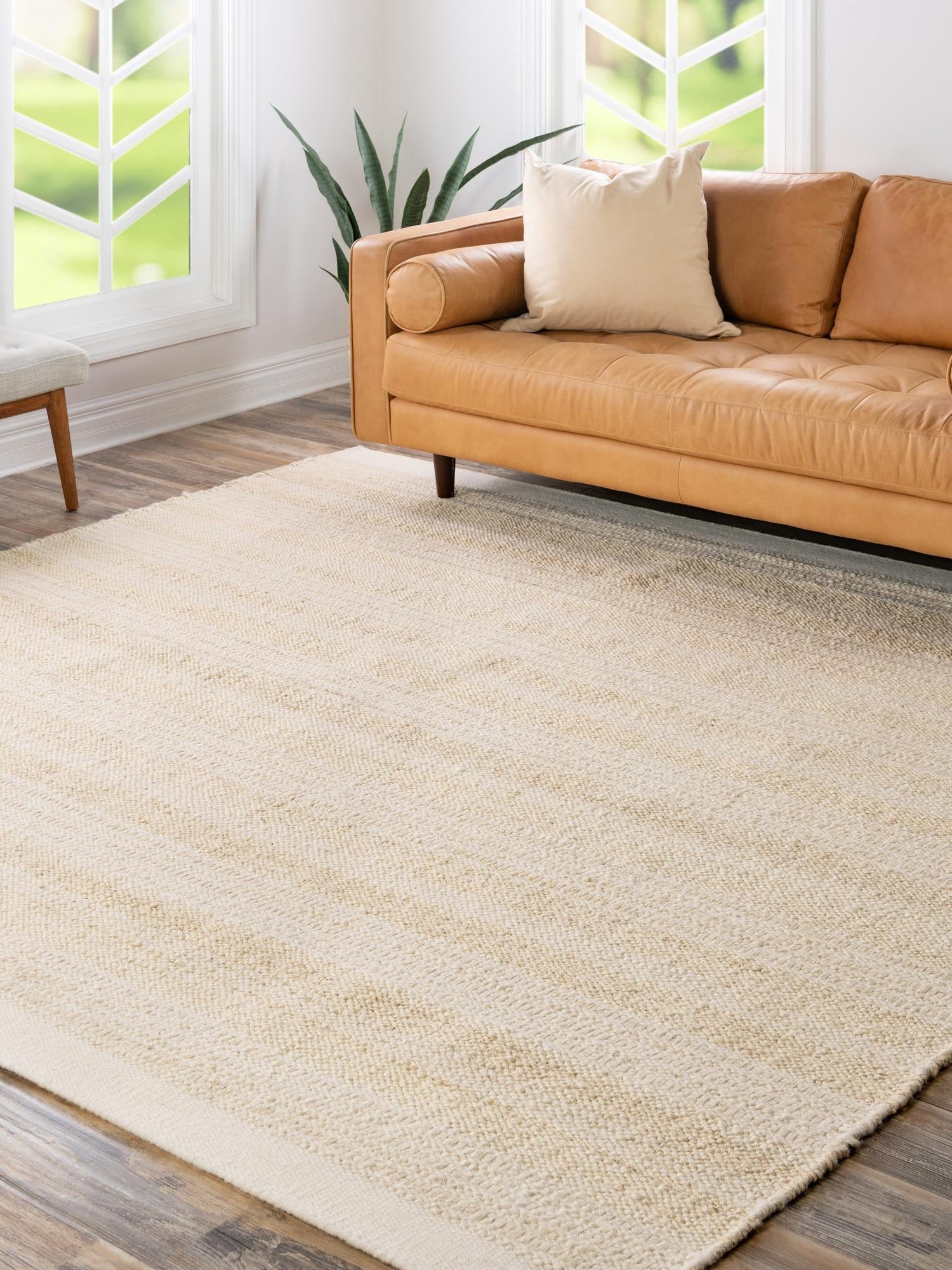 Ivory and White 10' x 10' Lariat Square Area Rug All Natural Jute & Wool With Cotton Backing Premium Carpet for Living Rooms, Dining, Office for Sale at Rug Engine