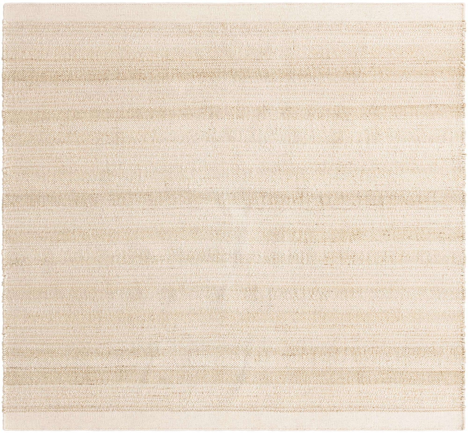 Ivory and White 10' x 10' Lariat Square Area Rug All Natural Jute & Wool With Cotton Backing Premium Carpet for Living Rooms, Dining, Office for Sale at Rug Engine