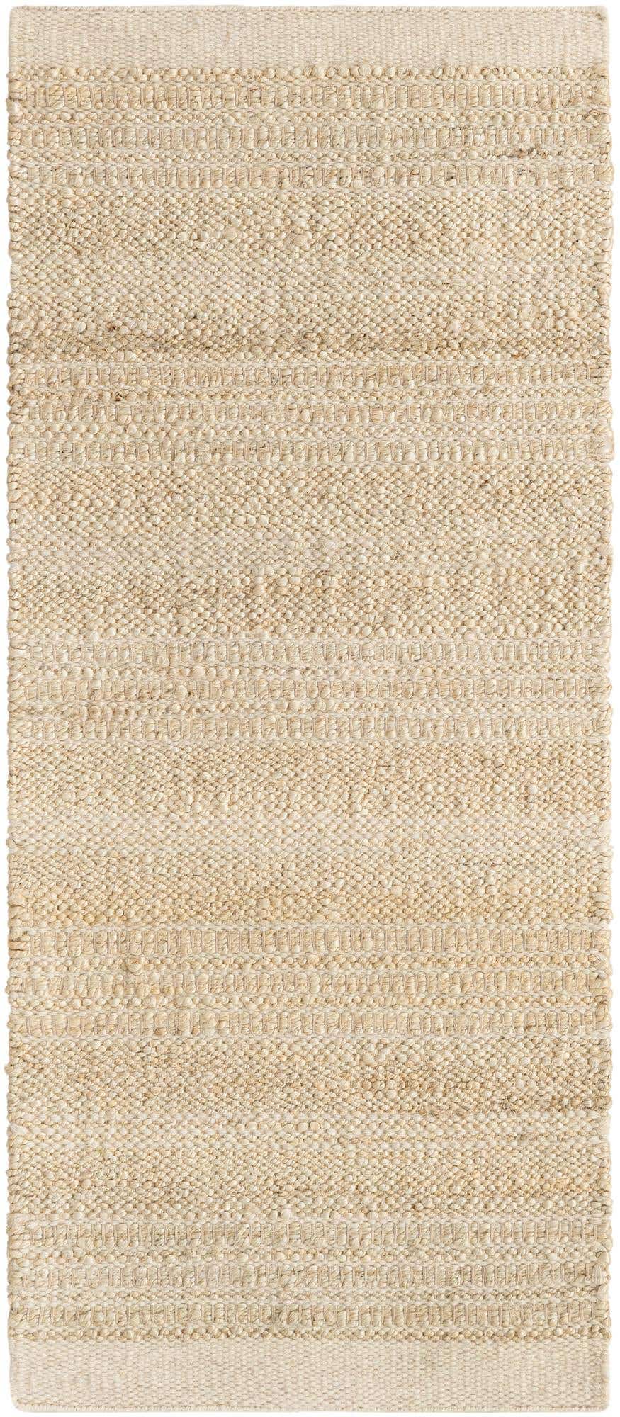 Ivory and White 2' x 5' 1 Lariat Runner Area Rug All Natural Jute & Wool With Cotton Backing Premium Carpet for Living Rooms, Dining, Office for Sale at Rug Engine