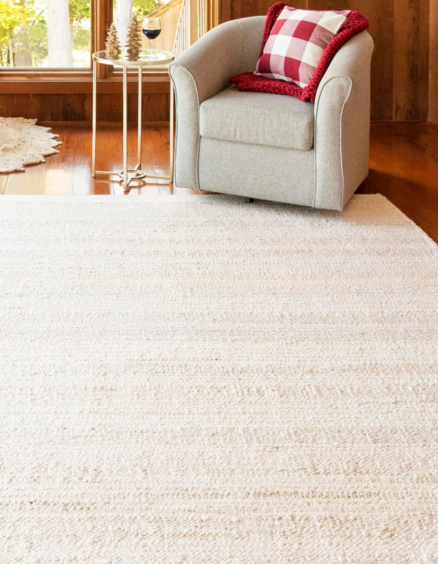 Ivory and White 2' 2 x 3' 1 Lariat Rectangle Area Rug All Natural Jute & Wool With Cotton Backing Premium Carpet for Living Rooms, Dining, Office for Sale at Rug Engine