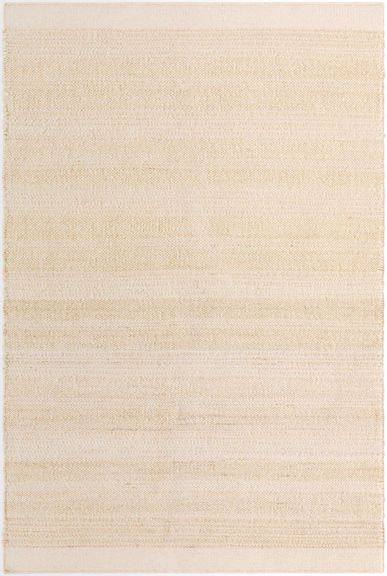 Ivory and White 5' 1 x 8' Lariat Rectangle Area Rug All Natural Jute & Wool With Cotton Backing Premium Carpet for Living Rooms, Dining, Office for Sale at Rug Engine