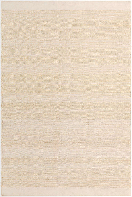 Ivory and White 5' 1 x 8' Lariat Rectangle Area Rug All Natural Jute & Wool With Cotton Backing Premium Carpet for Living Rooms, Dining, Office for Sale at Rug Engine
