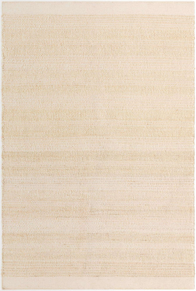 Ivory and White 5' 1 x 8' Lariat Rectangle Area Rug All Natural Jute & Wool With Cotton Backing Premium Carpet for Living Rooms, Dining, Office for Sale at Rug Engine
