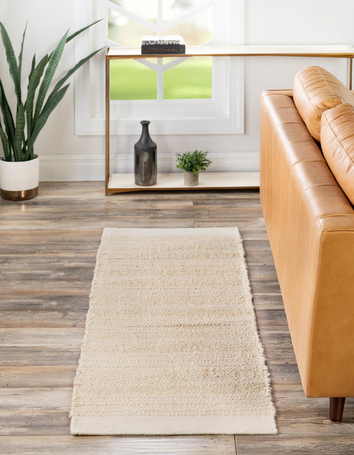 Ivory and White 2' x 6' 1 Lariat Runner Area Rug All Natural Jute & Wool With Cotton Backing Premium Carpet for Living Rooms, Dining, Office for Sale at Rug Engine