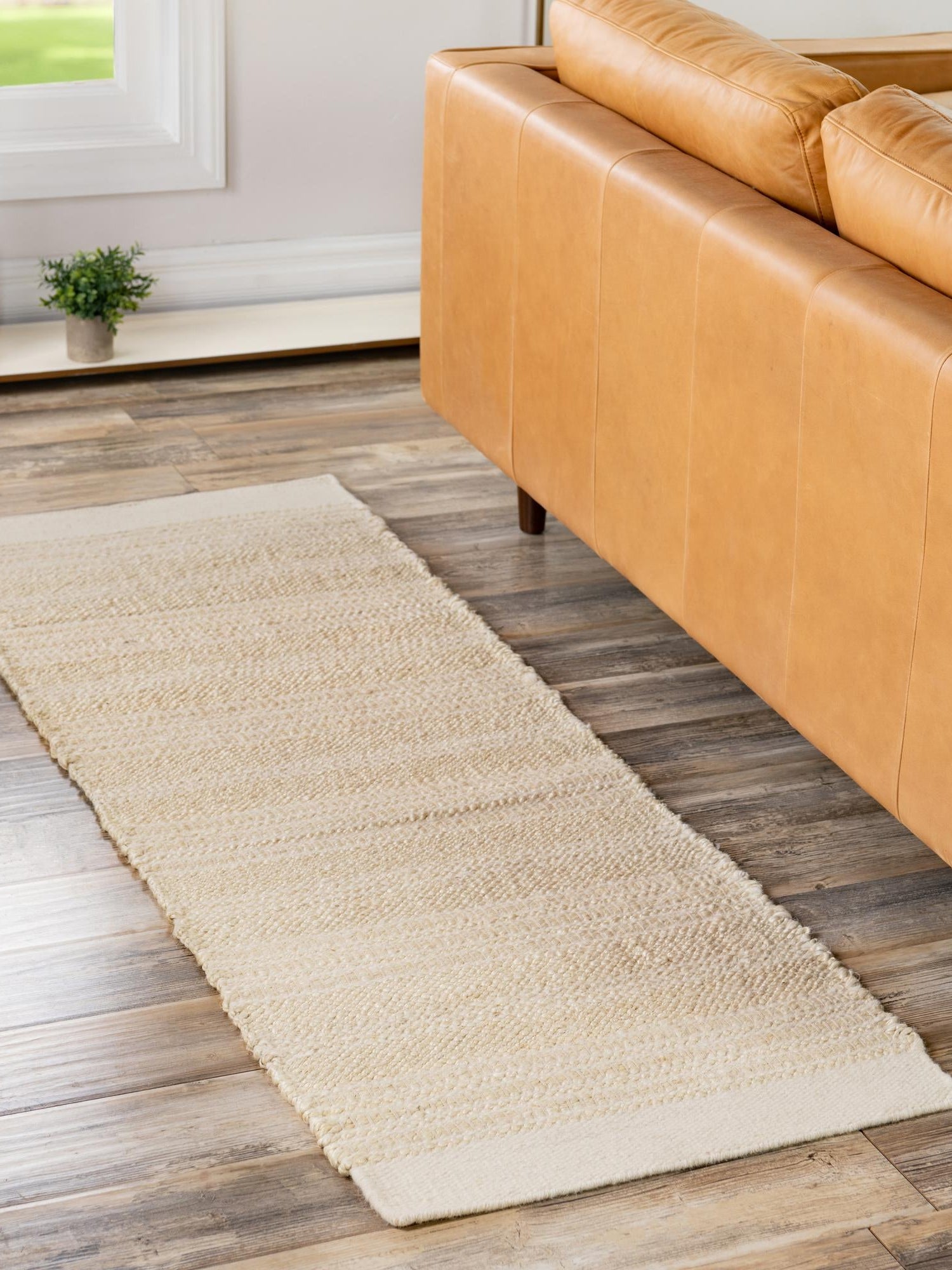 Ivory and White 2' 7 x 12' Lariat Runner Area Rug All Natural Jute & Wool With Cotton Backing Premium Carpet for Living Rooms, Dining, Office for Sale at Rug Engine