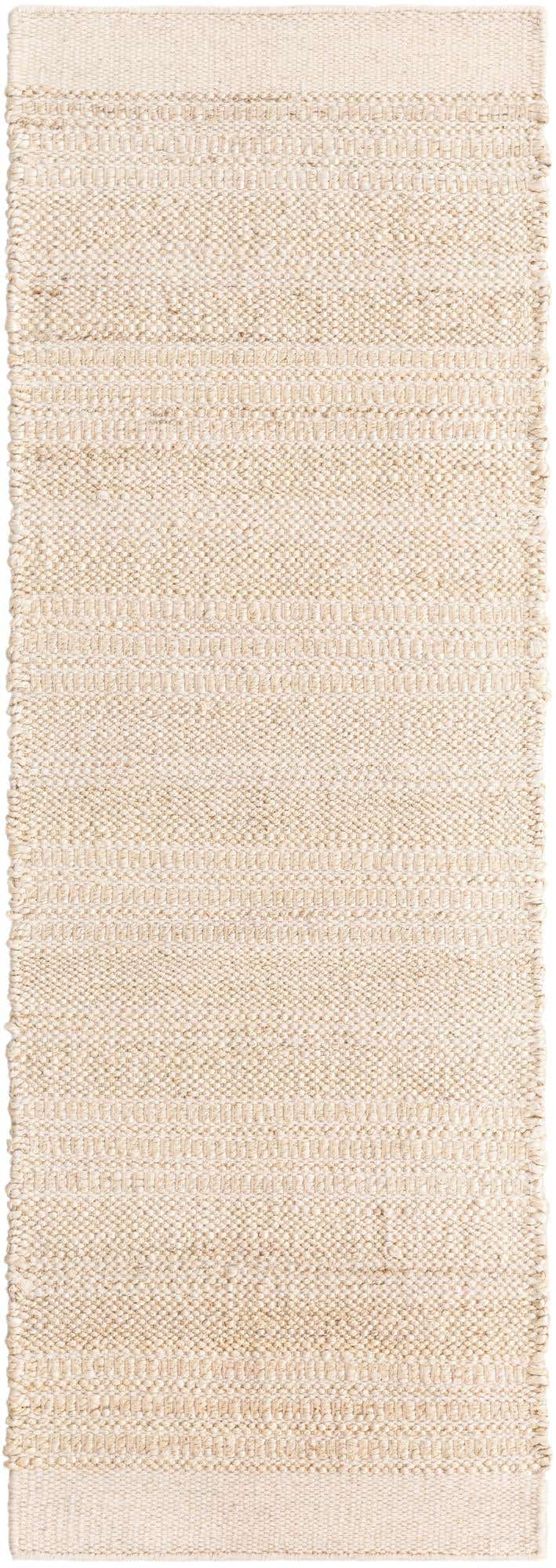 Ivory and White 2' x 6' 1 Lariat Runner Area Rug All Natural Jute & Wool With Cotton Backing Premium Carpet for Living Rooms, Dining, Office for Sale at Rug Engine